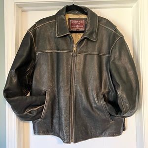ANDREW MARC Mens XL Lined Distressed Leather Jacket Coat